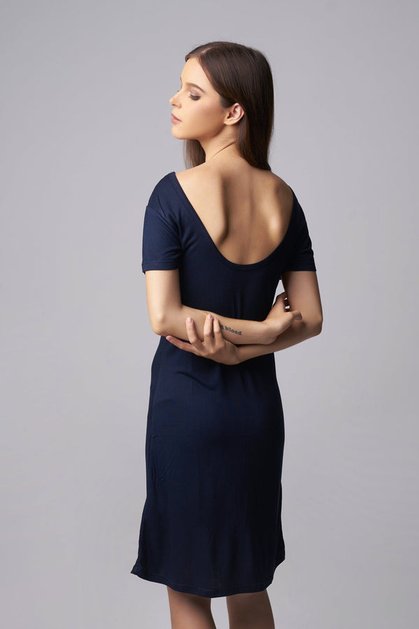 Naina Basic Dress in Navy